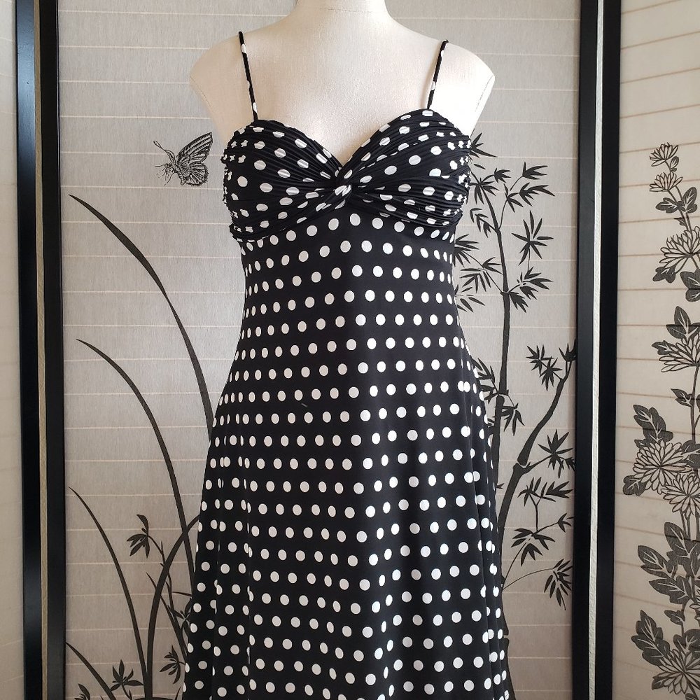 [Windsor] Black & White Polka Dot Midi Dress